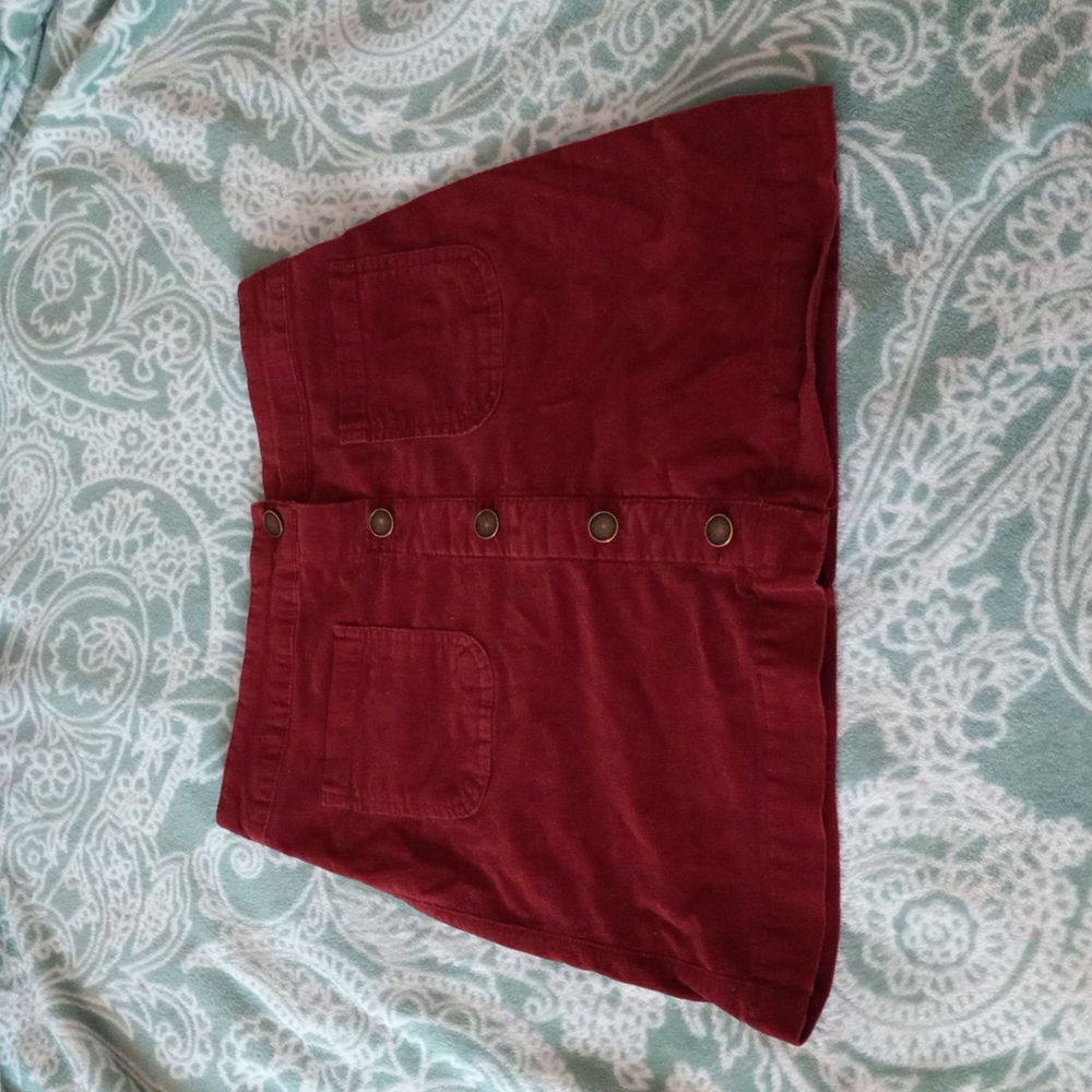 Red denim skirt